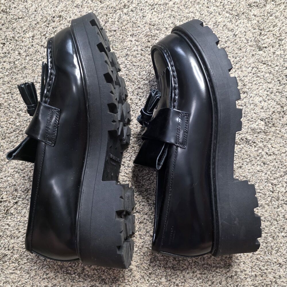 Vagabond Shoemakers Tassel Platform Loafers Size 10 Black Leather Chunky Retro - Picture 6 of 12